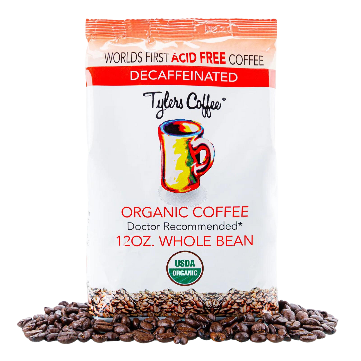 Decaf Whole Bean (12oz Bag) (USDA Organic Swiss water decaffeinated)