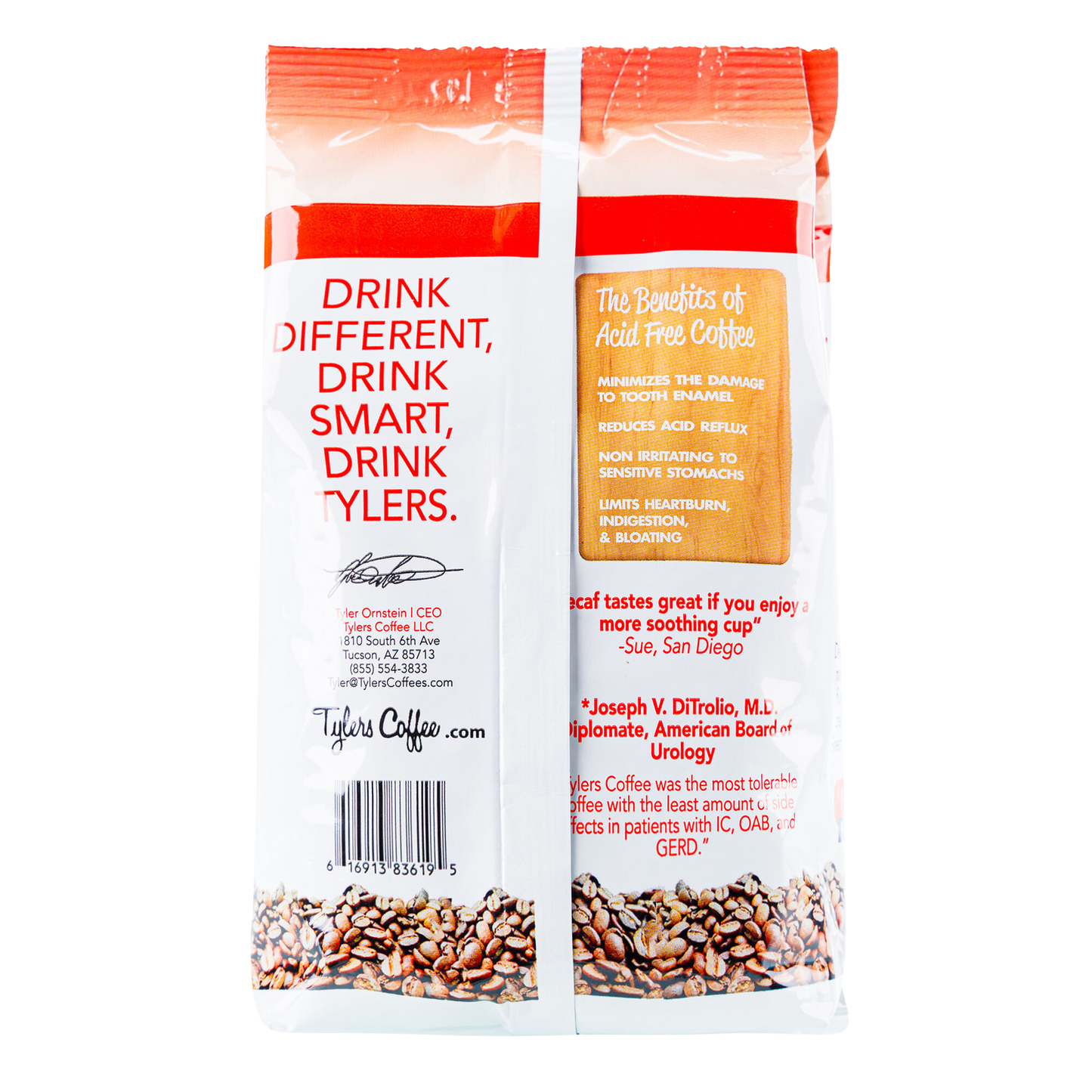 Decaf Whole Bean (12oz Bag) (USDA Organic Swiss water decaffeinated)